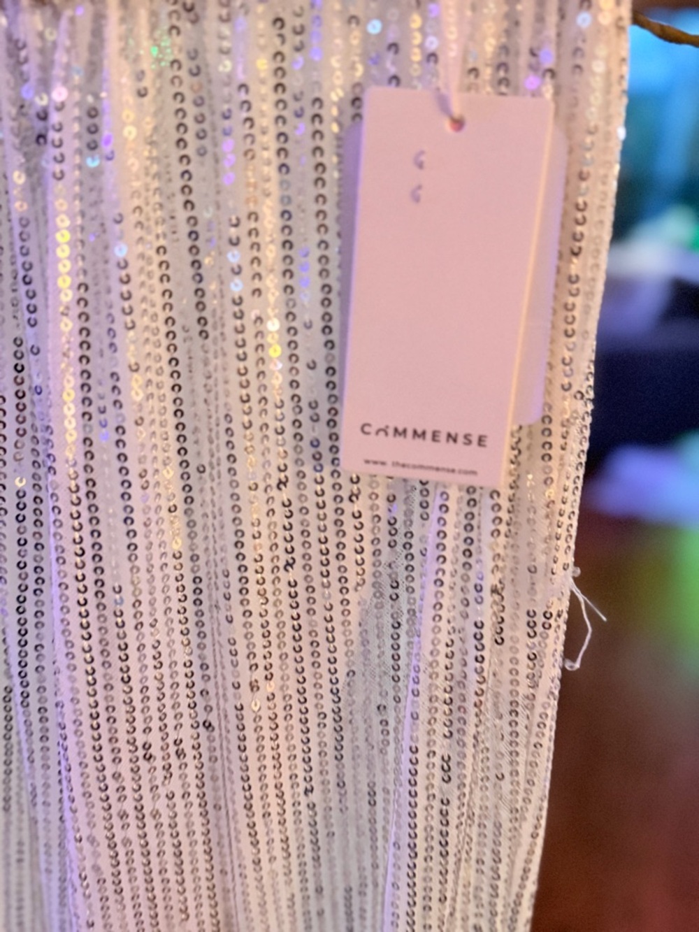 Commense Silver Sequin Wide-Leg Pants - Picture 2 of 5